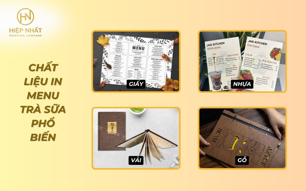 Các chất liệu in menu trà sữa phổ biến