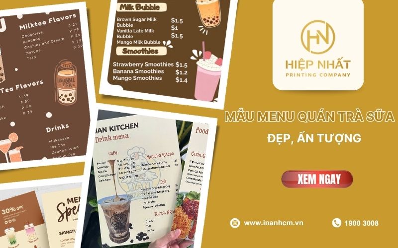 Mẫu menu quán trà sữa