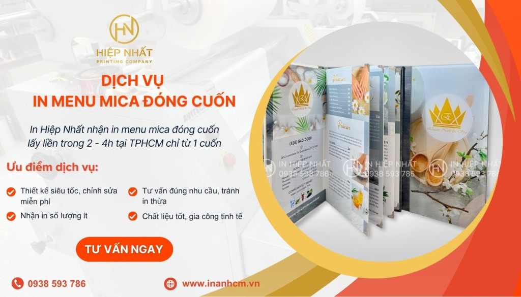 Dịch vụ in menu mica photobook đóng cuốn giá tốt nhanh chóng tại In Hiệp Nhất In Hiệp Nhất – Địa chỉ in menu mika đóng cuốn giá rẻ lấy ngay