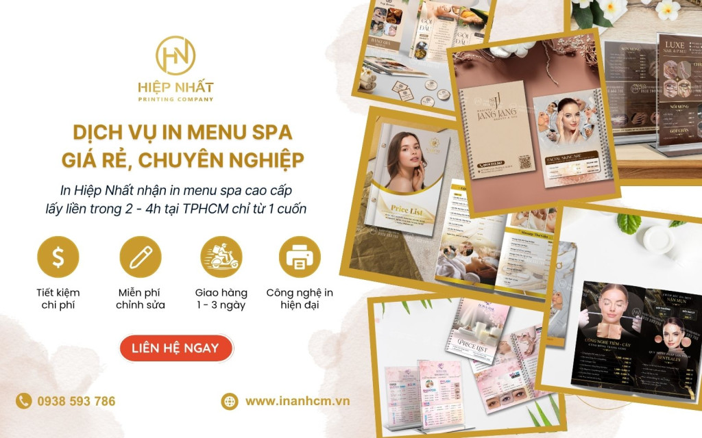 In Hiệp Nhất mang đến dịch vụ thiết kế in ấn menu spa chuyên nghiệp