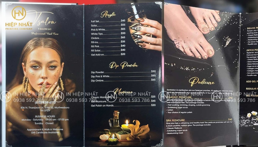 In menu mở phẳng chuyên nghiệp, chỉn chu cho tiệm nails In menu mở phẳng chuyên nghiệp, chỉn chu cho tiệm nails