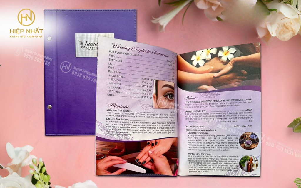 Menu spa tone tím làng mạn, thu hút Menu spa tone tím làng mạn, thu hút