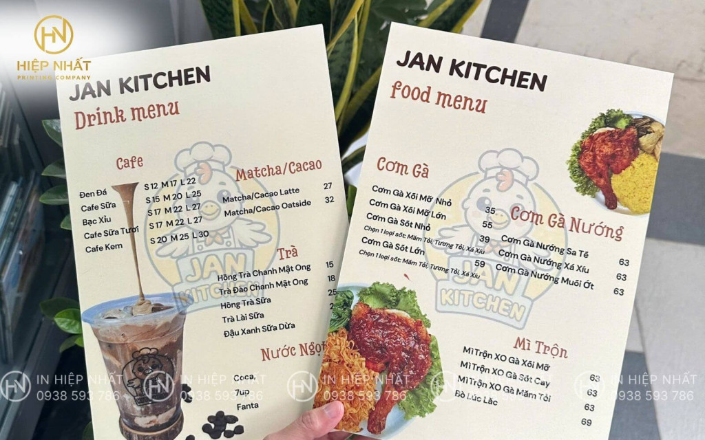 Menu ăn vặt, tối giản, đẹp mắt