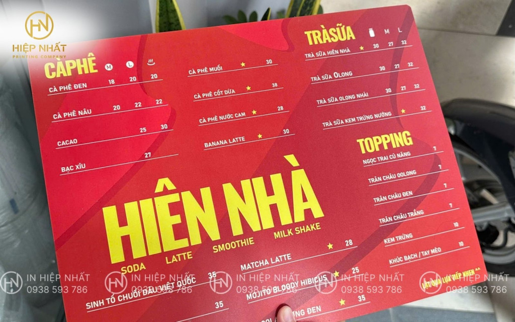 Menu bảng dễ nhìn cho quán take away