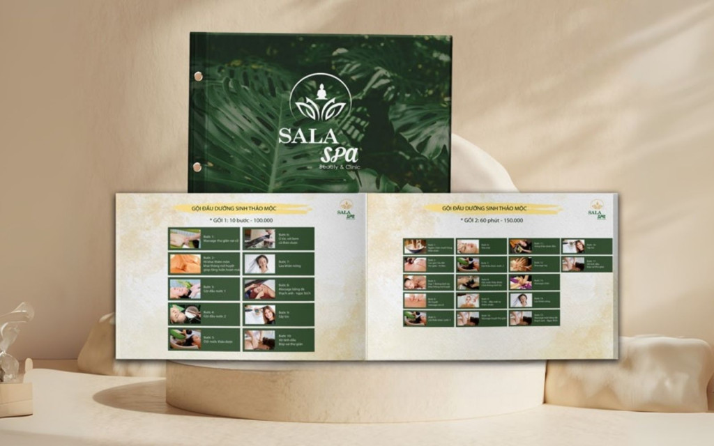 In ấn menu tone màu tươi mát cho Sala Spa In ấn menu tone màu tươi mát cho Sala Spa