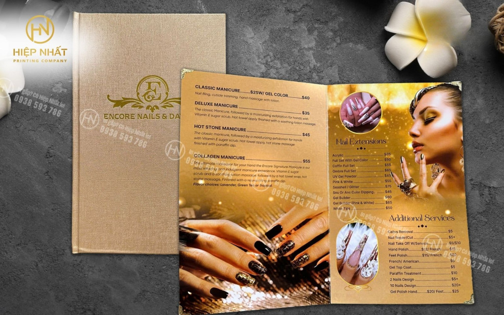 Thiết kế in ấn menu spa bìa da nổi bật, hiện đại Thiết kế in ấn menu spa bìa da nổi bật, hiện đại