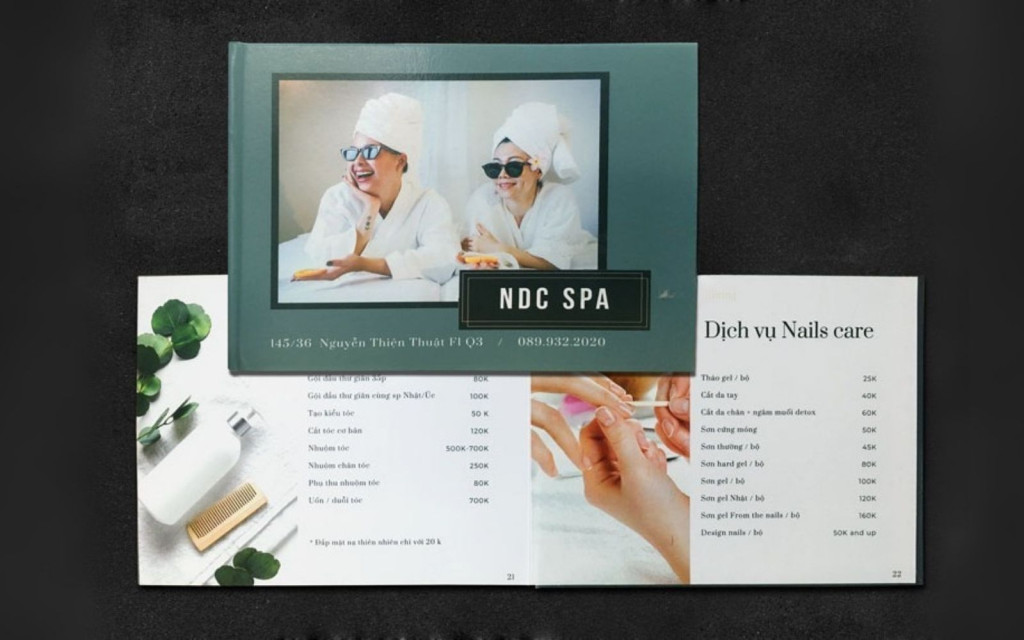 Mẫu thiết kế menu khổ ngang cho NDC Spa Mẫu thiết kế menu khổ ngang cho NDC Spa