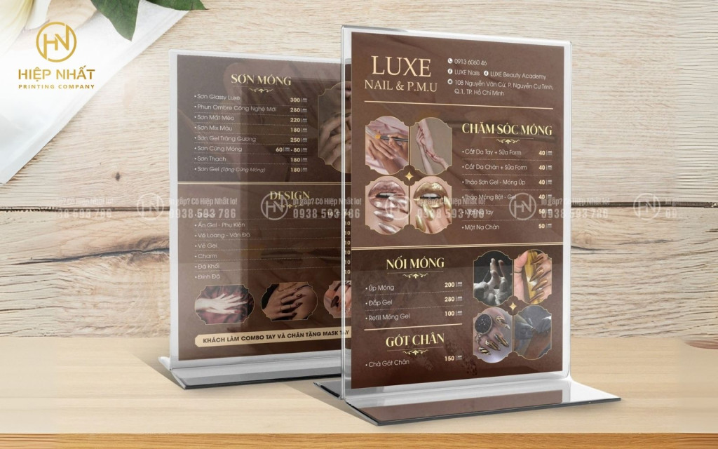 Mẫu menu spa để bàn tone màu trầm ấm, thư giãn Mẫu menu spa để bàn tone màu trầm ấm, thư giãn
