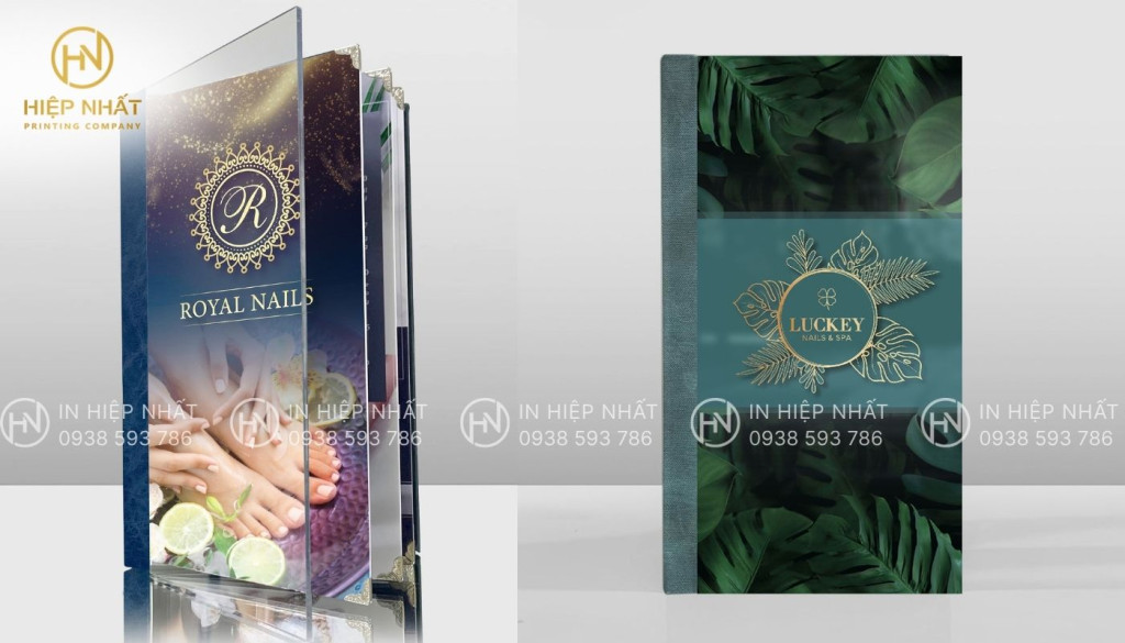 Menu gáy dán (mica mở phẳng) cho cơ sở massage & nails Menu gáy dán (mica mở phẳng) cho cơ sở massage & nails