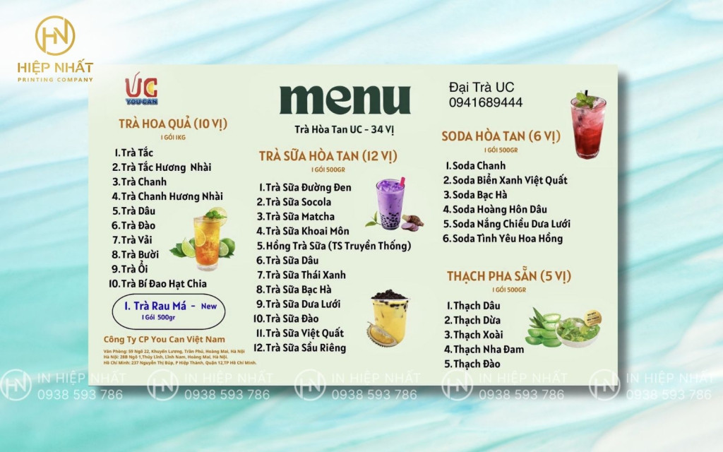 Menu bảng màu đối lập, nổi bật
