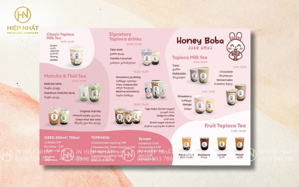 Menu bảng lớn, chia nhóm rõ ràng