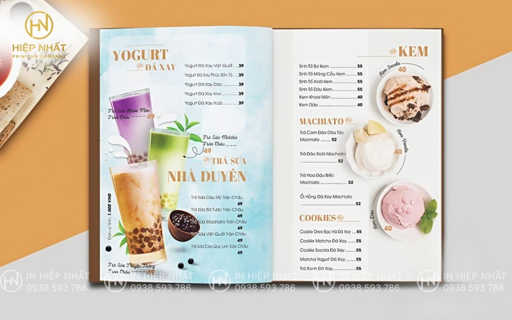 Mẫu menu trà sữa đóng gáy sang trọng cho quán có quy mô kinh doanh lớn
