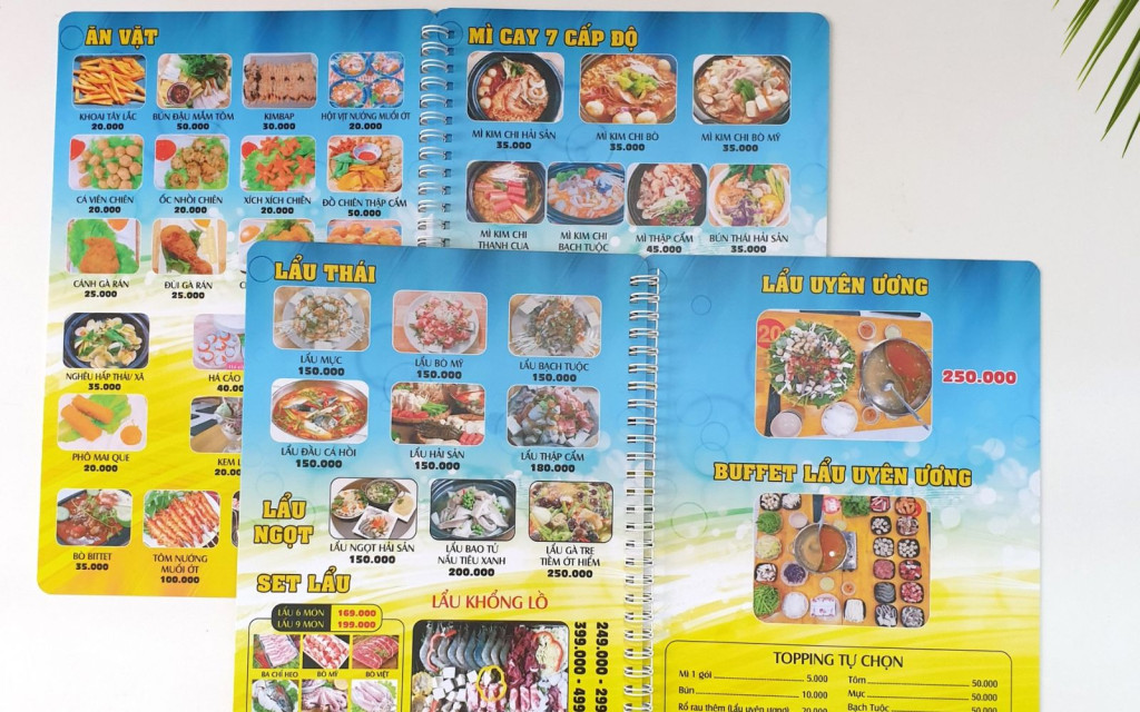 Phối màu sắc hợp lý trong mẫu menu