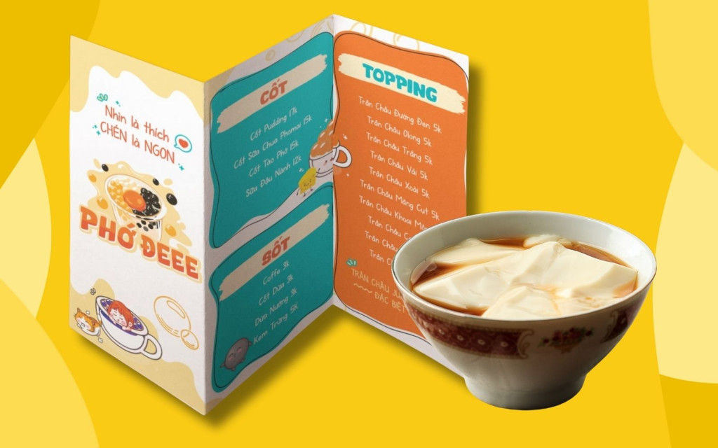 Mẫu menu gập 3 cho quán tàu hủ Mẫu menu gập 3 cho quán tàu hủ
