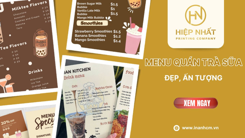 mẫu menu quán trà sữa
