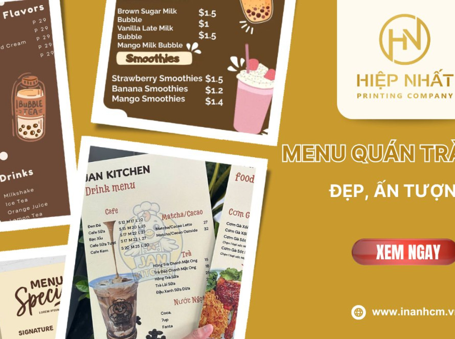 mẫu menu quán trà sữa
