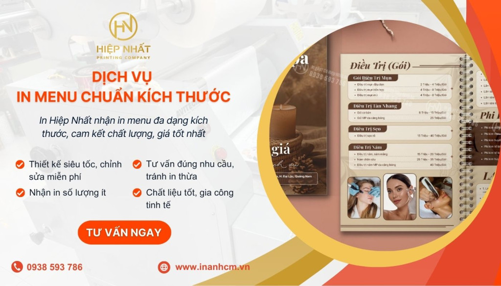 In Hiệp Nhất nhận in menu nhanh, chuẩn