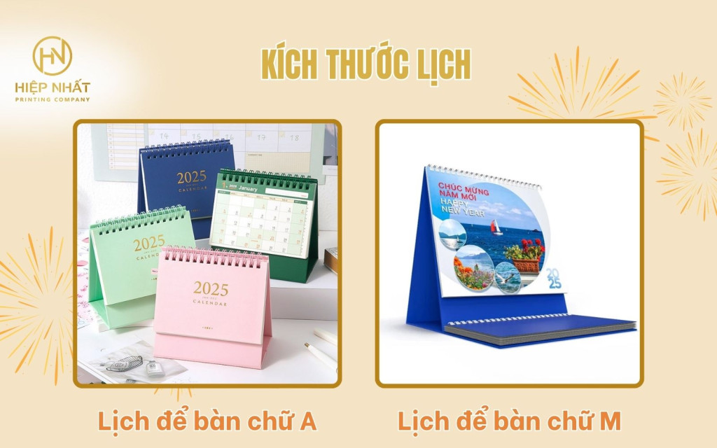 Kích thước in lịch Tết để bàn đa dạng Kích thước in lịch Tết để bàn đa dạng