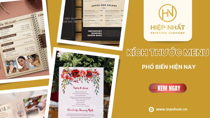 kích thước menu