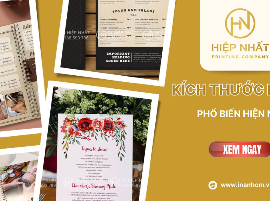 kích thước menu