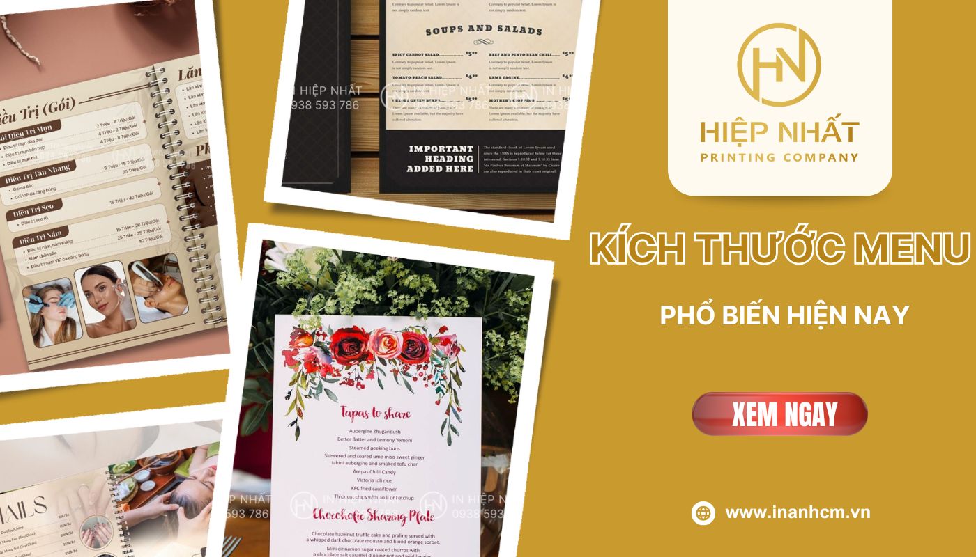 kích thước menu