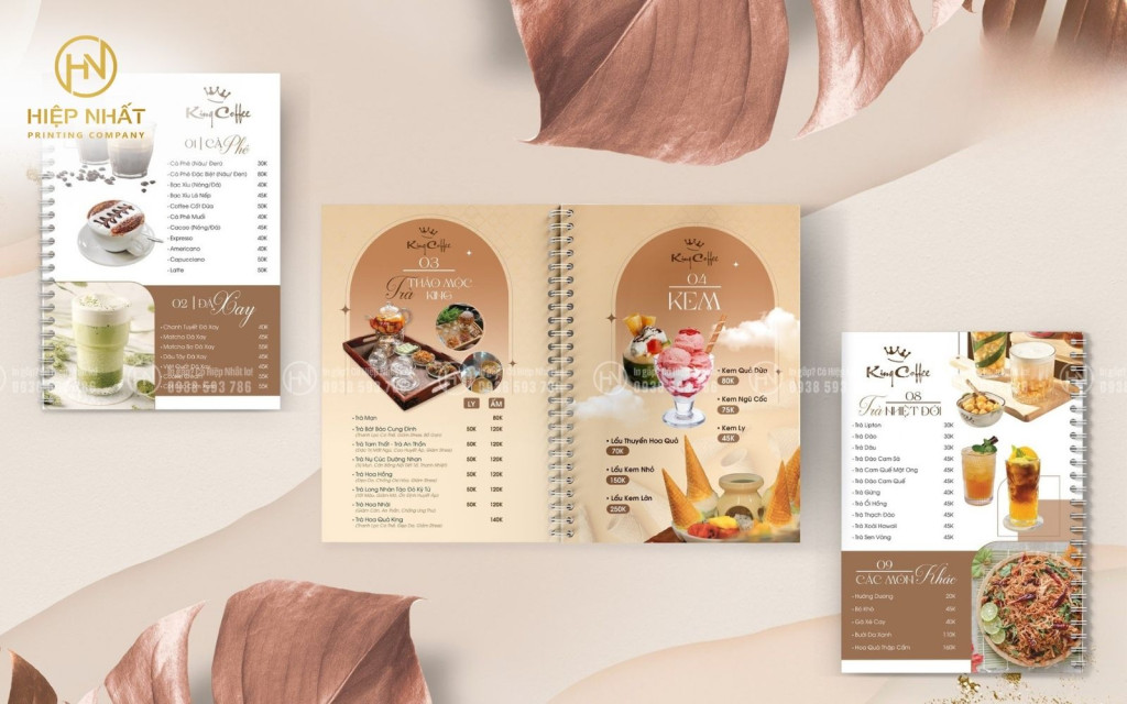 Mẫu menu quán nước phong cách vintage ấn tượng