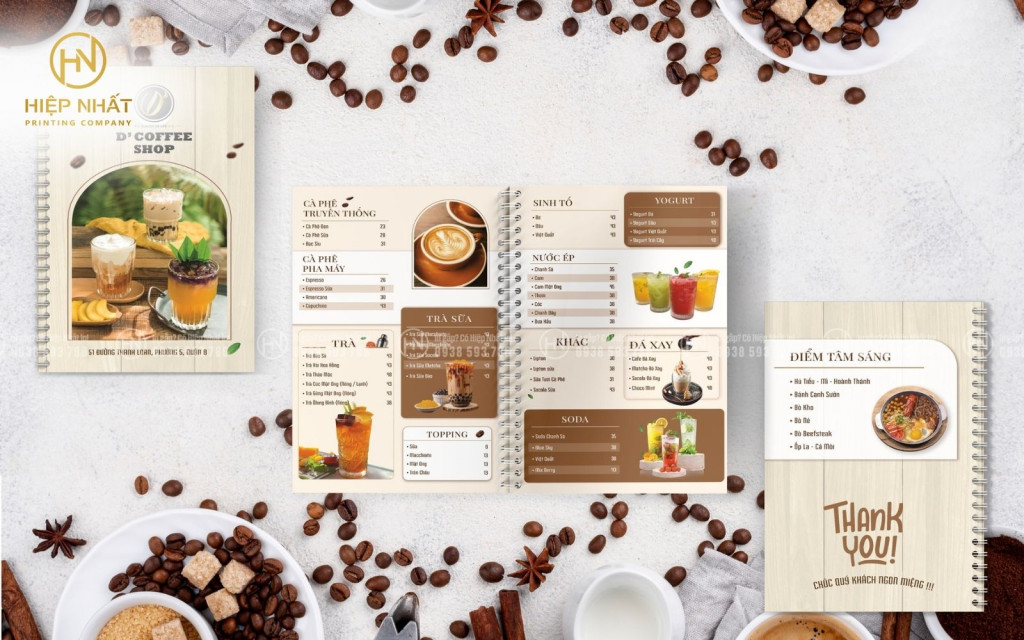 Menu giải khát phong cách cổ điển, thu hút