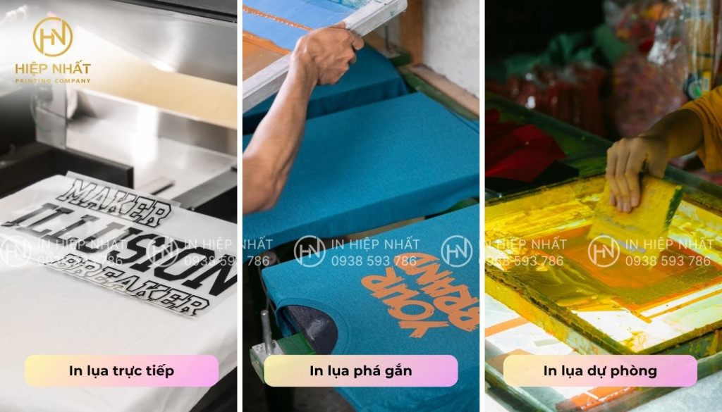 Phân loại các kỹ thuật in lụa dựa trên phương pháp in ấn và cách xử lý mực in Phân loại dựa theo các phương pháp in lụa
