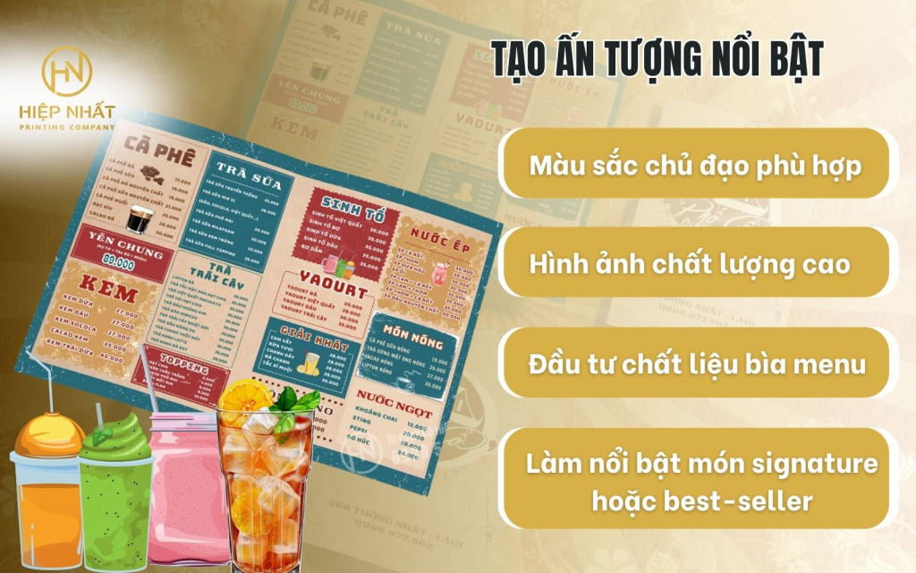 Tạo ấn tượng nổi bật cho menu đồ uống