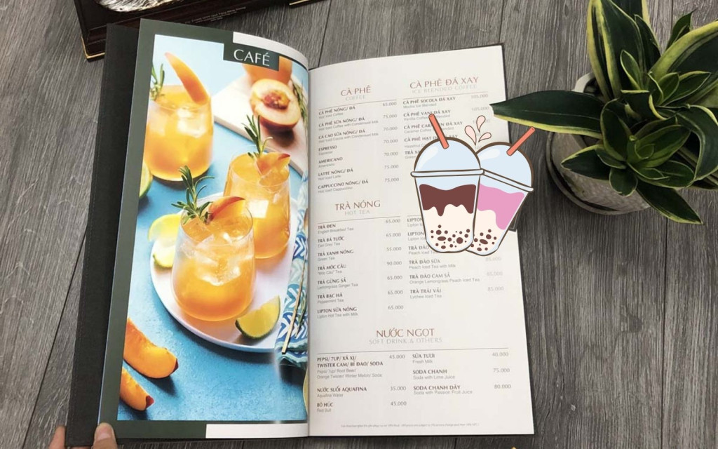 Mẫu menu gáy ốc bìa da sang trọng cho đồ uống