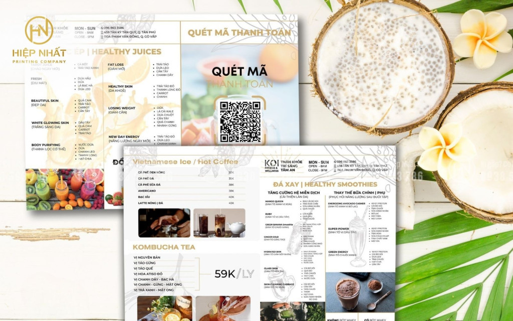 Mẫu menu đồ uống đẹp mắt, ấn tượng