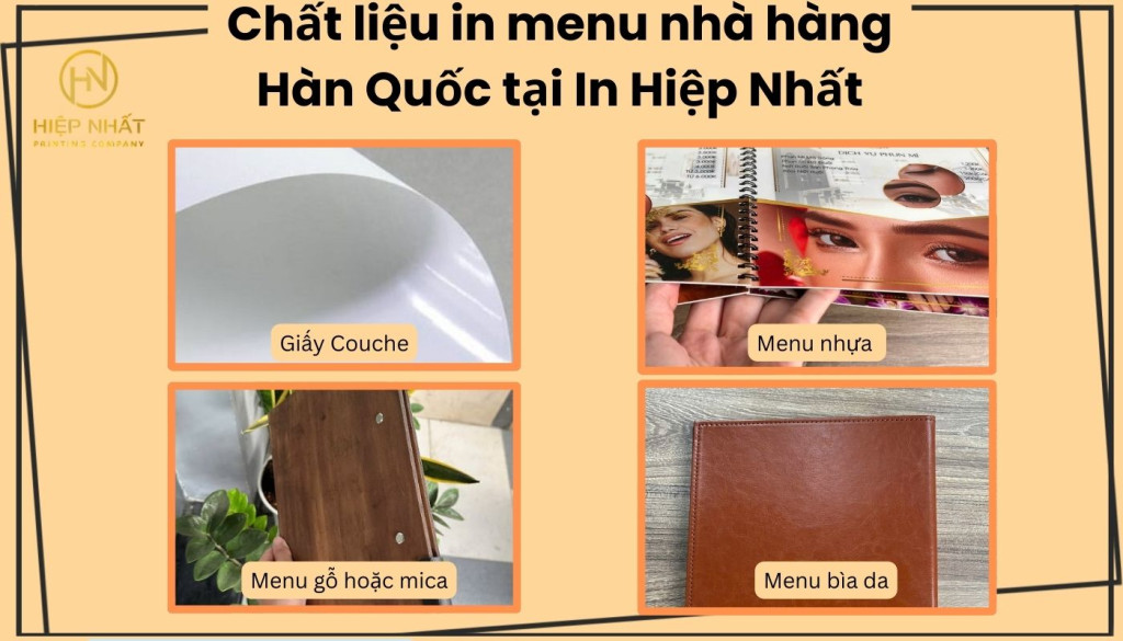 Chất liệu in menu nhà hàng Hàn Quốc tại In Hiệp Nhất