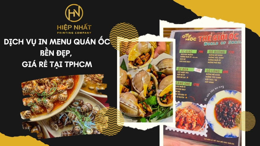 Dịch vụ in menu quán ốc đẹp, giá tốt chất lượng bền tại In Hiệp Nhất