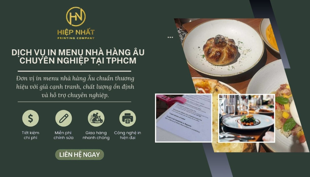 In Hiệp Nhất chuyên nhận in ấn menu nhà hàng Âu uy tín theo yêu cầu
