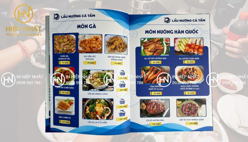 Mẫu in menu quán nướng đẹp mắt