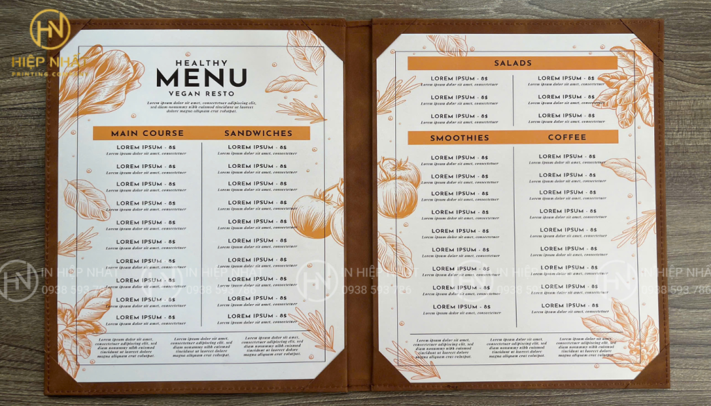 Mẫu menu nhà hàng Âu thiết kế hiện đại, sang trọng