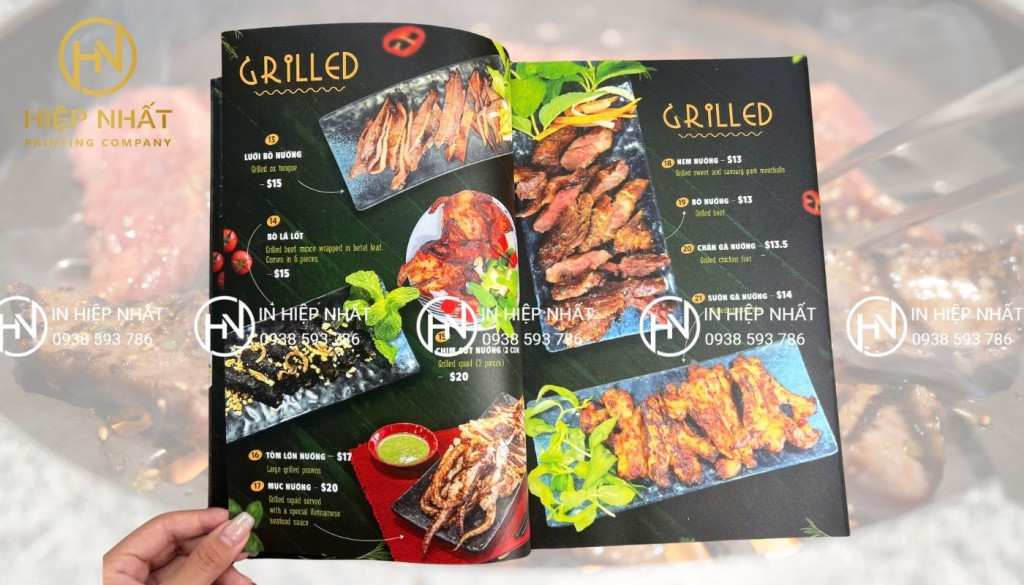 Mẫu menu quán nướng ấn tượng