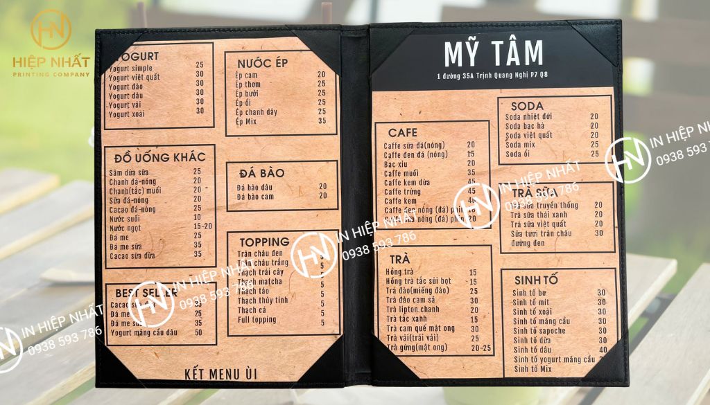 Mẫu menu sinh tố phong cách cổ điển