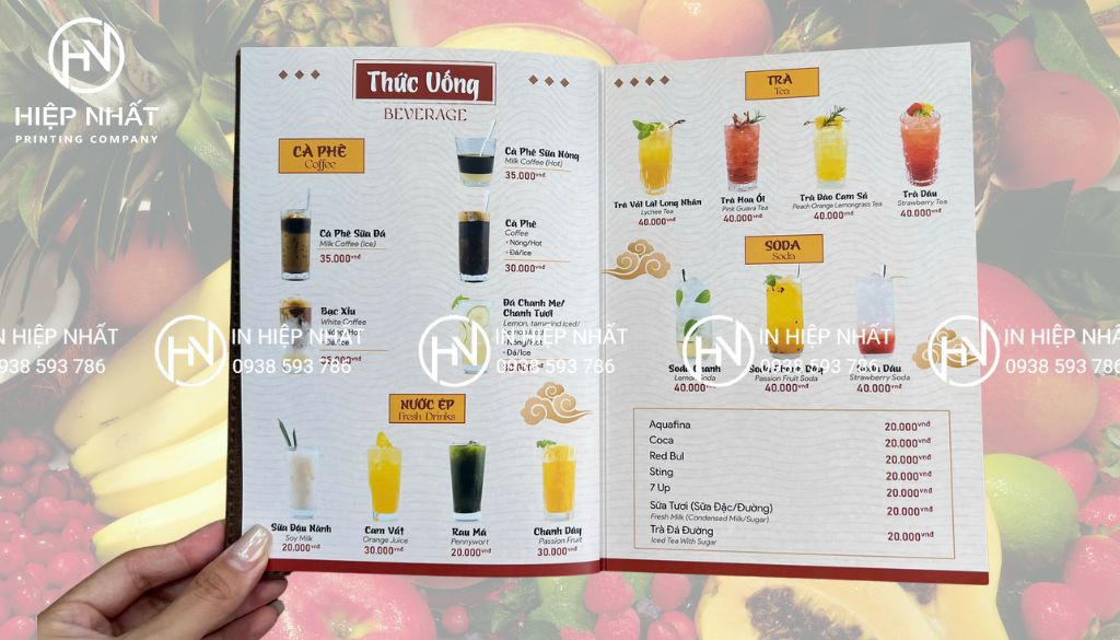 Mẫu menu sinh tố trẻ trung, năng động