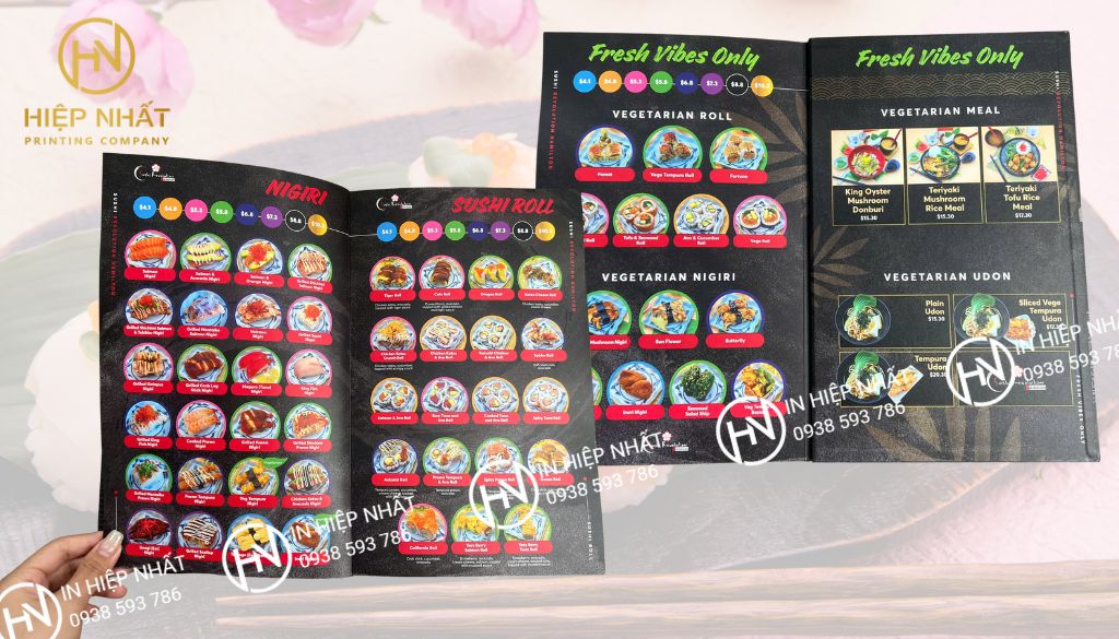 Mẫu menu sushi ấn tượng