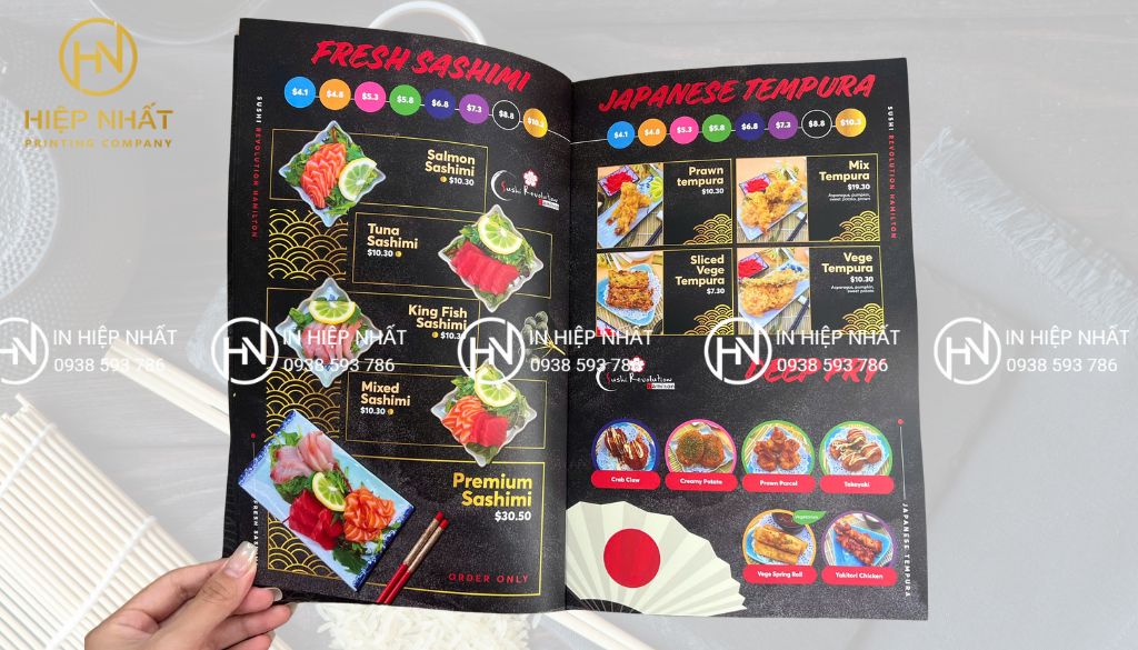 Mẫu menu sushi độc đáo