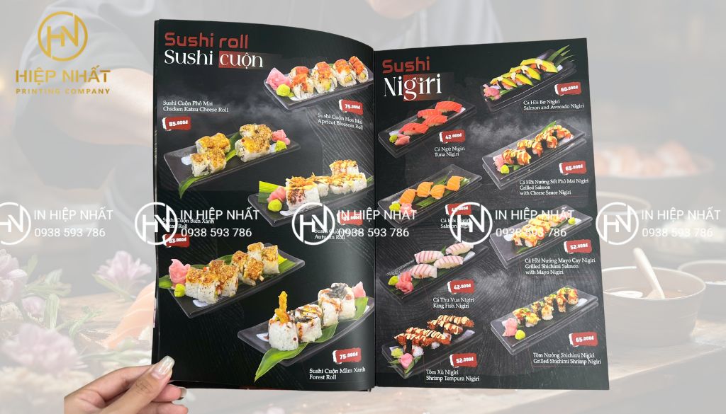 Mẫu menu sushi hấp dẫn