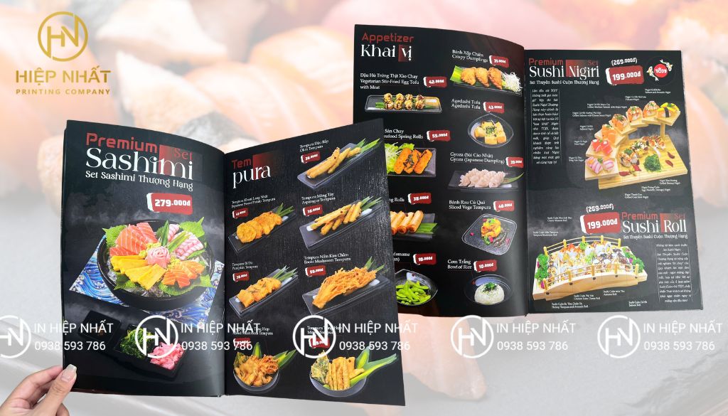 Mẫu menu sushi sang trọng