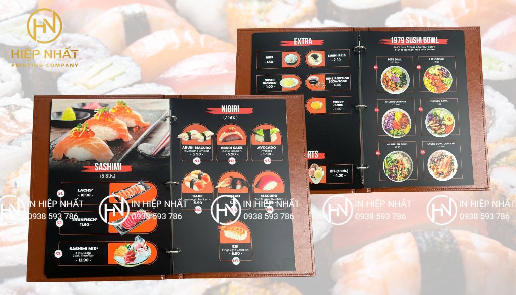 Mẫu menu sushi truyền thống