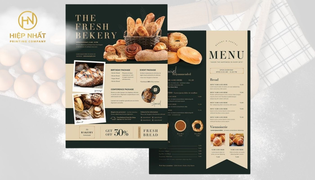Mẫu thiết kế menu tiệm bánh độc đáo