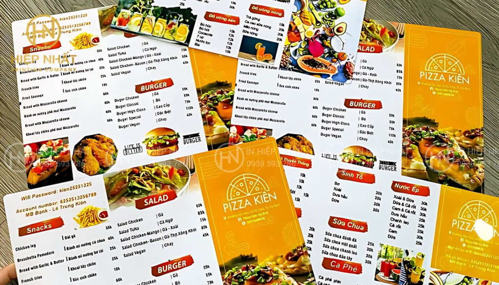 Menu dạng để bàn