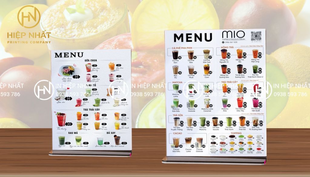Menu mini đặt bàn
