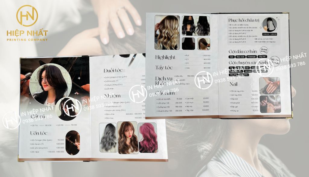 Menu salon tóc phong cách Hàn Quốc