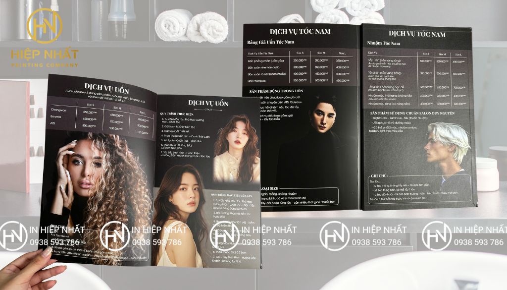 Menu salon tóc phong cách sang trọng