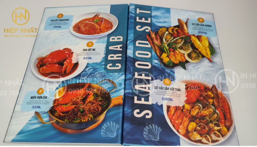 Trình bày các món ăn trong menu bắt mắt, màu sắc hài hòa, chữ in rõ nét, dễ đọc